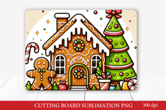 Gingerbread House Christmas Cutting Board Sublimation Product Image 1