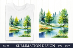 Watercolor Forest Sublimation. Woodland PNG Product Image 1