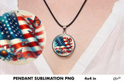 Patriotic Butterfly Jewelry. Cirkle Pendant PNG Product Image 1
