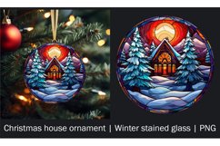 Christmas house ornament | Winter stained glass | PNG Product Image 1