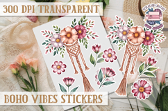 Boho sticker sheet Vibes Scrapbook PNG Love Aesthetic Flower Product Image 1