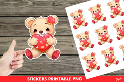 Valentine’s Sticker PNG, Cute Teddy Bear PNG Product Image 1