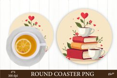 Book with heart PNG. Valentine Coaster Sublimation Product Image 1