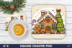 Gingerbread House Coaster PNG. Christmas Coaster PNG Product Image 1