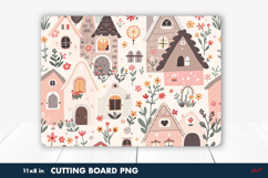 Spring Cutting Board PNG, Cozy Spring Scandinavian Cabins Product Image 1
