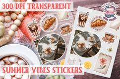Summer Vibes sticker sheet Summer Scrapbook PNG Product Image 1