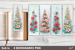 Christmas Tree with Flowers, Christmas Bookmark PNG Product Image 1