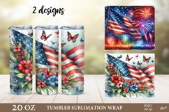 Vintage Tumbler Wrap. 4th Of July Tumbler, 20 OZ Tumbler Product Image 1