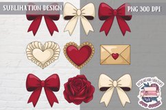 St Valentine’s Coquette Bow PNG Holidays Funny Watercolor Product Image 1