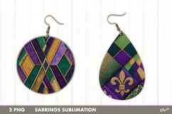Earring Teardrop Mardi Gras, Earring Round Mardi Gras PNG Product Image 1