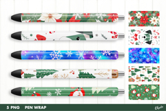 Christmas Pen Wraps. Sublimation Pen Wrap PNG Product Image 1