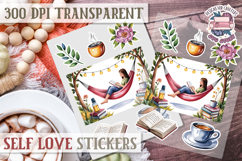 Self Love sticker sheet Scrapbook PNG Nature Watercolor Yoga Product Image 1
