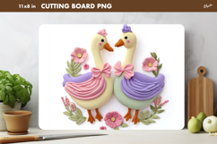 Easter Kitchen Cutting Board PNG, Easter Pair of Geese PNG Product Image 1