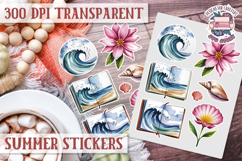 Summer Vibes sticker sheet Beach Scrapbook PNG Flowers Product Image 1
