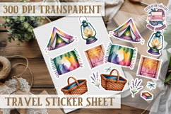 Travel sticker sheet Outdoor Scrapbook PNG Wanderlust Camp Product Image 1