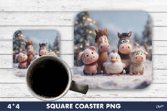 Farmhouse Coaster PNG. Christmas Coaster Sublimation Product Image 1