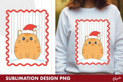 Christmas Cat Sublimation PNG, Tshirt Postage Stamp Product Image 1