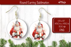 Christmas Round Earring Santa Sublimation Designs Christmas Product Image 1