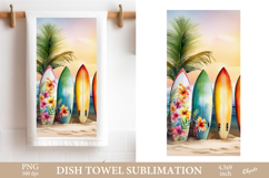 Surfboard Sublimation. Summer Beach Dish Towel PNG Product Image 1