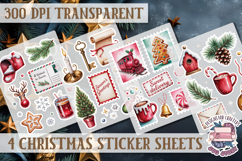 Christmas Watercolor Sticker Sheet Winter 4 PNG Product Image 1