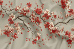 Red And White Cherry Blossom Flowers Background Product Image 1