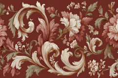 Maroon Cream Damask Floral Pattern Background Product Image 1