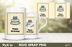 Cake Birthday Mug Wrap PNG. Birthday Sublimation PNG Product Image 1