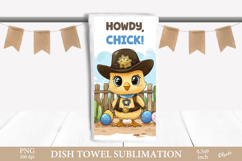 Easter Chick Dish Towel PNG. Western Chick Sublimation Product Image 1