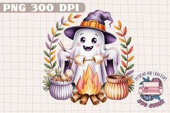 Halloween Cute Watercolor Clipart PNG Pastel Ghost Design Product Image 1