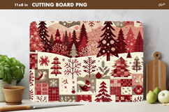 Winter Cutting Board PNG. Rustic Christmas Patchwork PNG Product Image 1