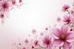 Pink Cosmos Flowers Background Wallpaper Product Image 1