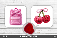 Pink Teacher Knitting, Valentine Coaster PNG Product Image 1