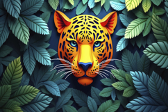 Leapard With Leaves Background Product Image 1