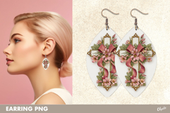 Easter Cross Earrings with Leather Texture Sublimation PNG Product Image 1