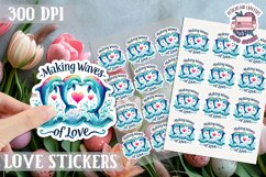 Love sticker Sheet Valentine Day Cute Animals Quote PNG Product Image 1