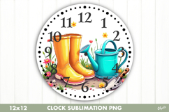 Spring Clock Sublimation. Garden Clock Design PNG Product Image 1