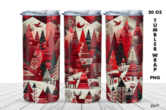 Winter Tumbler Wrap PNG, Winter Patchwork Sublimation Product Image 1