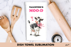 Funny Cow Dish Towel PNG, Valentine Cow Sublimation PNG Product Image 1