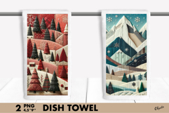 Christmas Dish Towel Sublimation. Winter Forest Sublimation Product Image 1
