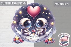 Valentine&#039;s Sublimation Design PNG Cute Space Astronauts Product Image 1