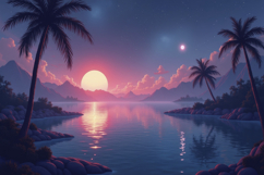 Vibrant Tropical Island Sunset Background Wallpaper Product Image 1