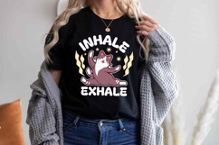 Inhale Exhale Funny Cat Yoga T-shirt Design Product Image 1