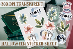 Halloween sticker sheet Creepy Scrapbook PNG Funny Skulls Product Image 1