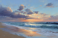 Sunset Over the Ocean Background Wallpaper Product Image 1