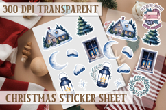 Christmas Watercolor Sticker Sheet Winter Cute Holiday PNG Product Image 1