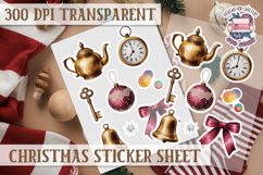 Christmas Watercolor Sticker Sheet Winter Cute Holiday PNG Product Image 1