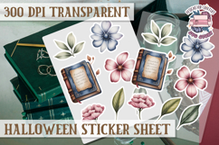 Halloween sticker sheet Creepy Scrapbook PNG Funny Skulls Product Image 1