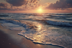 Sunset Over the Ocean Background Wallpaper Product Image 1