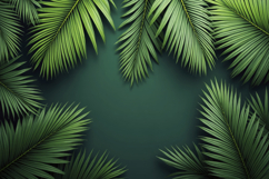 Green Tropical Palm Leaves Against a Dark Green Background Product Image 1