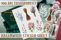 Halloween sticker sheet Creepy Scrapbook PNG Funny Skulls Product Image 1